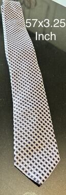 Bill Robinson Men’s 100% Silk Tie Purple Black Geometric 57” x 3.25” Necktie